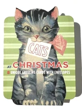 CATS AT CHRISTMAS Box of 8 Holiday Cards & Envelopes Retro 2007