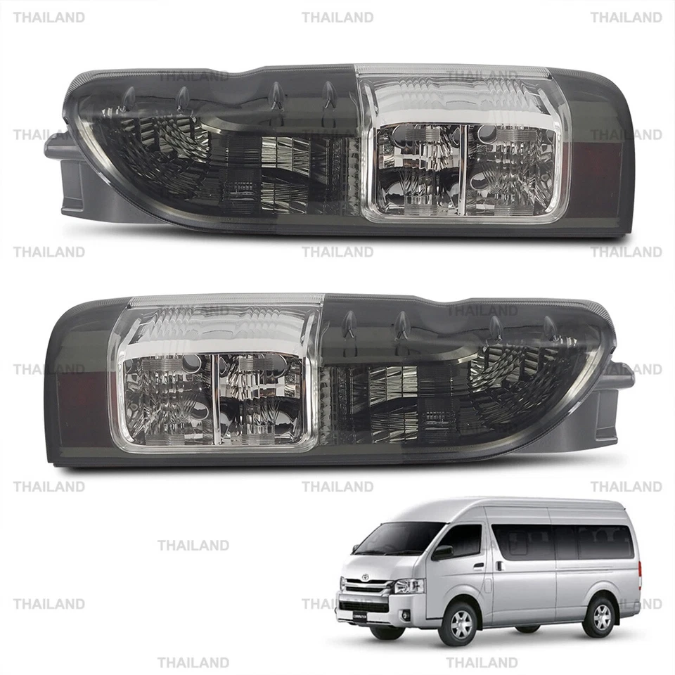 Smoke Lens Pair Tail Lamp Rear Lights Fits Toyota Hiace commuter Van 2005 - 2018 - Image 2 of 4