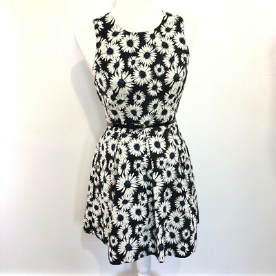 Forever 21 Black & Blue Lined Daisy Dress | eBay