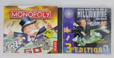 PC Game Lot Monopoly Go & Who Wants To Be a Millionaire PC CD-ROM 2000/01 