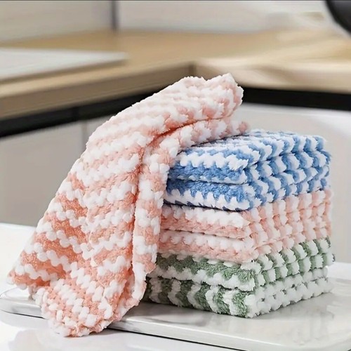10xMicrofibre Cleaning Rag Super Absorbent Coral Fleece Cloth Scouring Towel UK - Picture 6 of 22