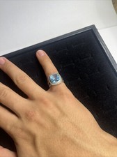 David Yurman Sterling Silver Albion Ring with Blue Topaz and Diamonds Sz 6.75