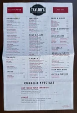2004 Menu TAYLOR'S AUTOMATIC REFRESHER Ferry Building Marketplace San Francisco