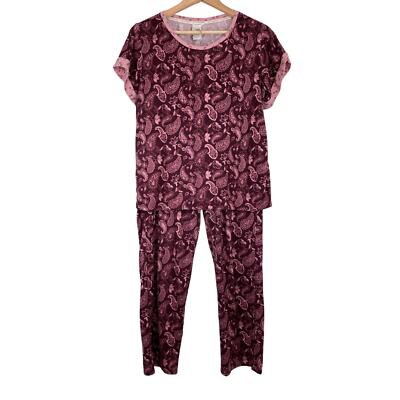 Lucky Brand Women's Size M Purple Pink Paisley 2 Piece Pajama Set