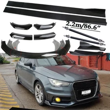For AUDI A3 Front Bumper Lip /Spoiler Side Skirts Rear+Glossy Black