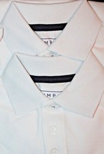 Simply Styled Boys' Uniform White 2-Pack Polo Shirts SMALL 6/7 