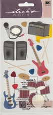 Sticko ROCK AND ROLL Garage Band Drums Guitar Music 68007 FAST FREE ship