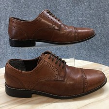 Nunn Bush Shoes Mens 9 W Norcross Dress Cap Toe Oxford 84526 Brown Leather