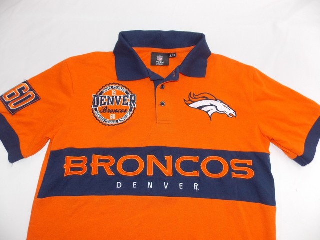 NFL Team Apparel Denver Broncos Polo Shirt Embroidered 1960 Mens Size M | eBay