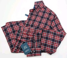 George Mens Classic Fit Dress Shirt Red Blue Plaid 50/52 2XL Cotton Blend  E6 
