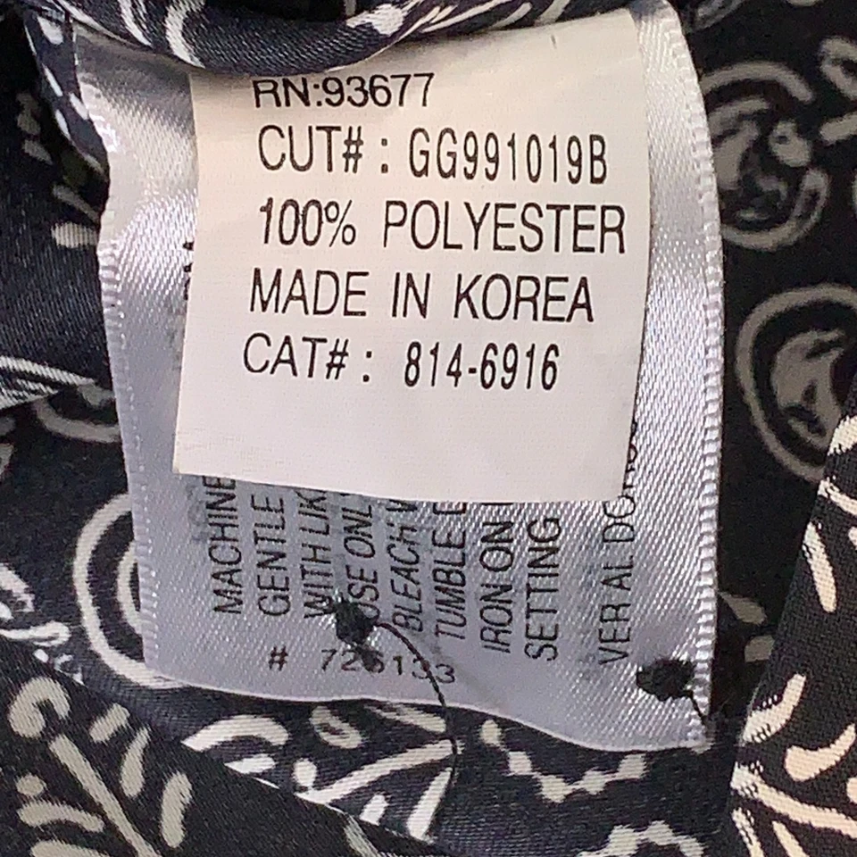 Liz Baker Essentials女式14黑色白色花卉短袖纽扣前上衣 — 第 4/4 张图片