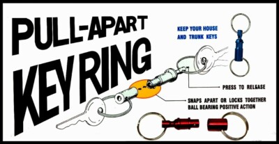 (6) Pull Apart 2 way Key Ring ~ Brand New!