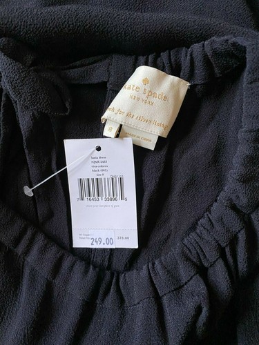 Nuevo con etiquetas Vestido Kate Spade Negro Katia Cuello Alto Corbata Espalda Talla 8 - Imagen 8 de 8