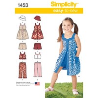 Simplicity 1453 Kinder Kleid Oberteil Hose Shorts Hut NäHmuster GrößEn 3 - 8