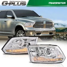 Fit For 2013-2018 Dodge Ram 1500 2500 3500 Chrome Projector Headlights w/LED DRL