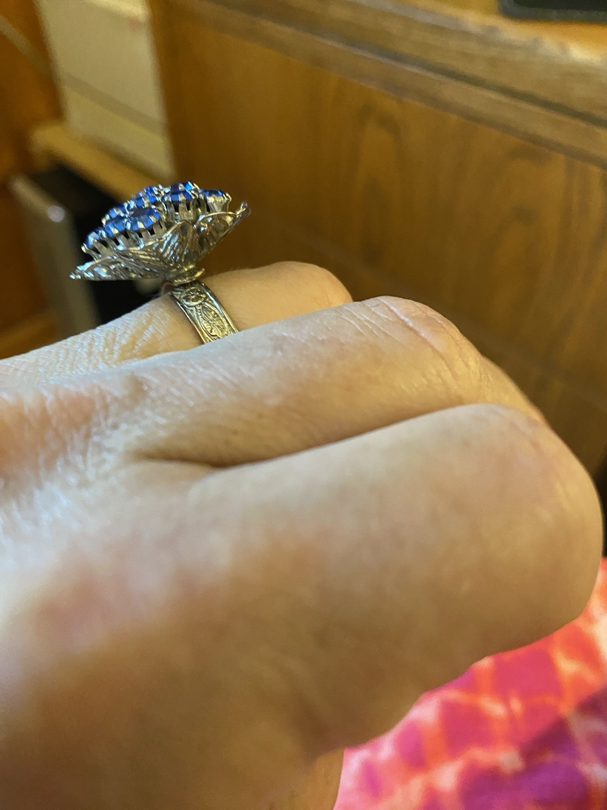 Beautiful Blue rhinestone Ring - image 3