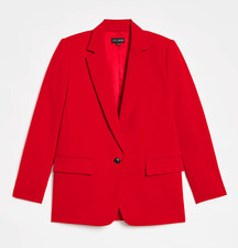 NEW ANN TAYLOR LOFT VERSA SCARLET RED CREPE DRAPE RELAXED BLAZER JACKET SZ 10