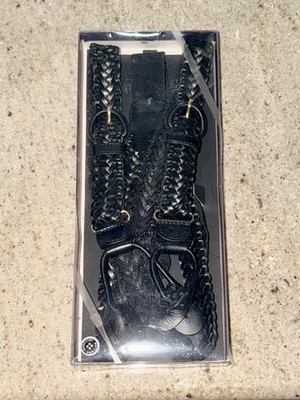 NEW IN BOX Suspenders Black Braided Never Opened Adjustable One Size Pants Belt