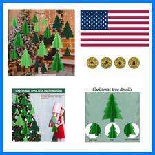 18Pcs 3D Christmas Tree Hanging Decorations Green Xmas Tree Paper Hanging Orn...