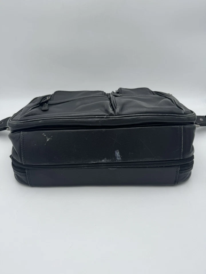 Briggs & Riley Maletín Expandible Negro Cuero Profesional Trabajo Viaje Usado en Excelente Condición Foto 4 de 4