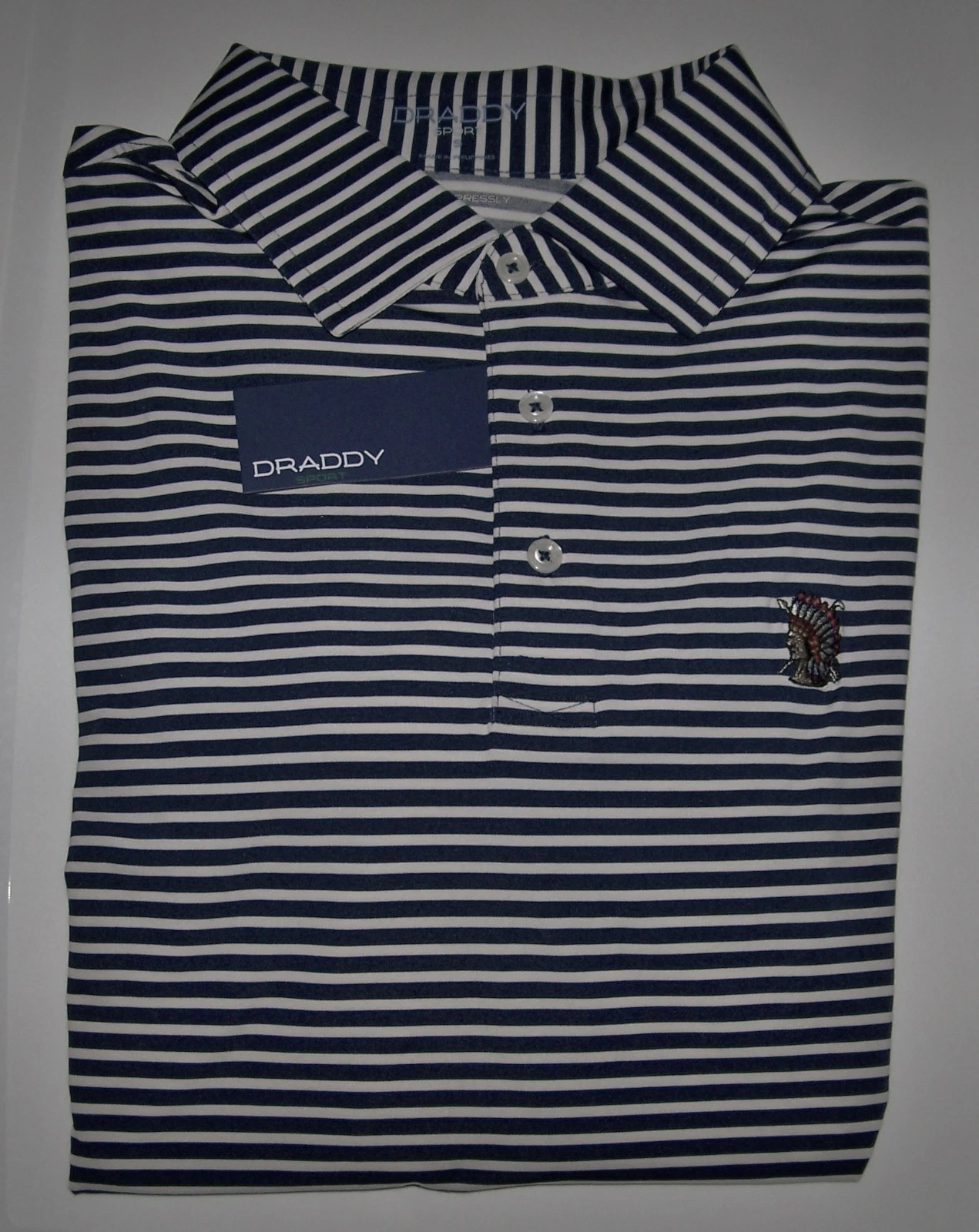 NEW B. DRADDY SPORT Polo Shirt SHINNECOCK HILLS GOLF CLUB S Navy & White Striped