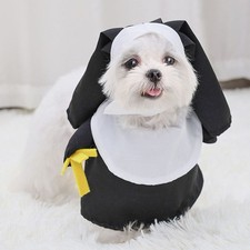 Pet Dog Cat Clothes Nun Headwear Cosplay Costume Fancy Dress Funny Halloween