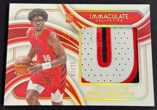 Scoot Henderson 2023-24 Panini Immaculate Collection 07/25 Patch Red RC #MM-HEN