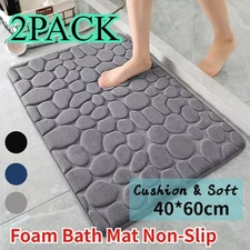 2X Super Water Absorbent Soft Memory Foam Bath Mat Non-Slip Bathroom Shower Rug