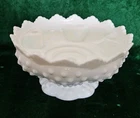 Fenton Glass Candle Holder Bowl, Milk Glass, Hobnail Pattern