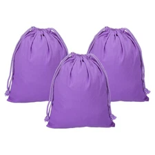 3pcs Reusable Drawstring Bags, 10x12.6" Multipurpose Bags, Purple