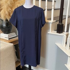 Terry Lewis Vintage Classic Luxury Ribbed Elegant Navy Blue Dress Size 1X