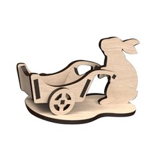 Conejito de Pascua carro de mano estatuilla letrero de madera adorno de mesa rústico hecho a mano