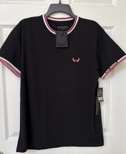 Nick Danger Ringer T-Shirt Dark Shadow  Black/Coral Trim Size L NWT