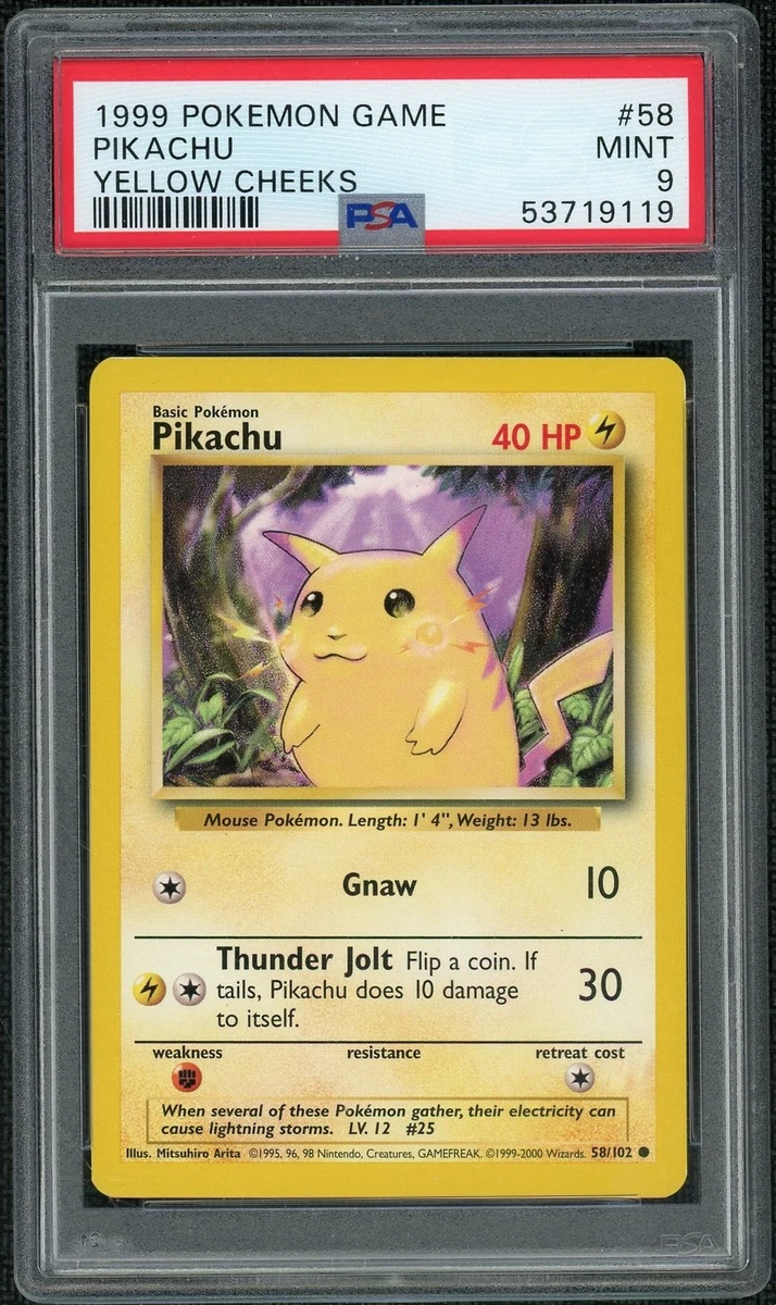 Pokémon TCG Base Set Pikachu Grade 9 Individual Collectible Card
