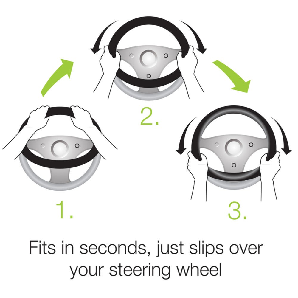 BDK Dark Wood Grain Car Steering Wheel Cover, Standard 15 inch Size, Made to ...