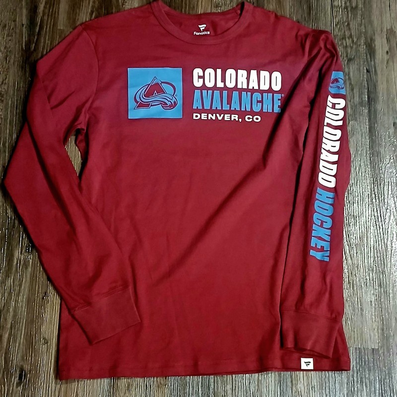 COLORADO AVALANCHE FANATICS Goal Crease Long Sleeve T-shirt NHL  Size: M  NEW!!!