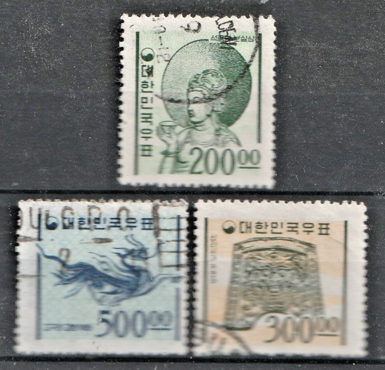 KOREA STAMP SC#373-374A USED 3 TOP VALUES