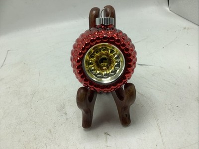VTG Christopher Radko Shiny Brite Double Indent Bumpy Ornament Gold Red VGUC