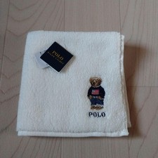 Polo Bear Ralph Lauren Towel Handkerchief, White, Solid Color, 100 Cotton