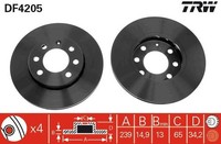 Trw DF4205 Bremsscheibe FüR Audi Vw