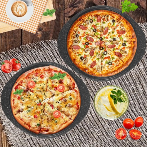 13" Pizza Pan Set - 2 Pack Carbon Steel Perforated Pizza Trays with Handles, ... - Picture 7 of 8