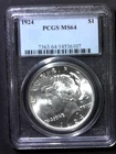 1924 $1 Peace Silver Dollar MS64 PCGS Nice Coin