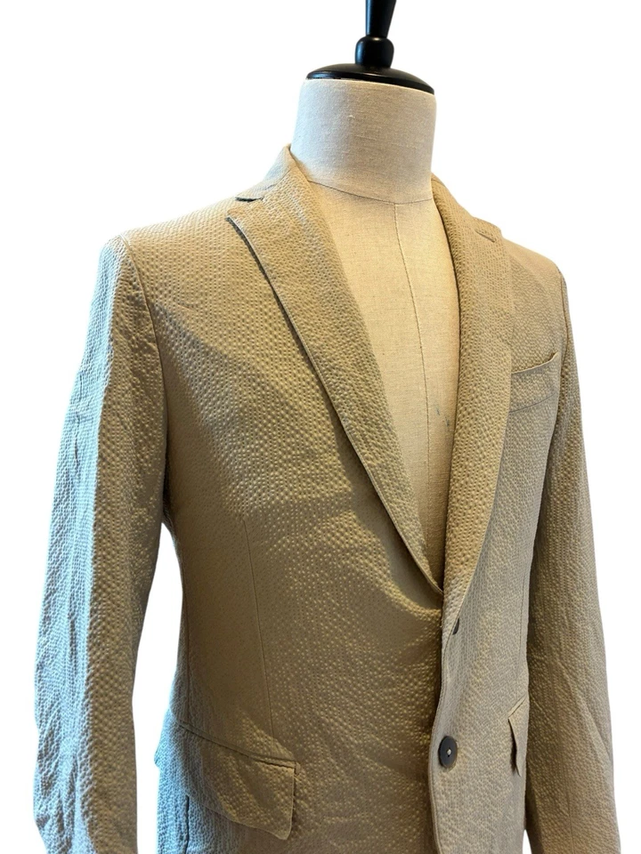 Chaqueta Blazer Abrigo Eidos Para Hombres 40 Seersucker Textura Hecha en Italia Isaia / Nueva con Etiquetas Foto 4 de 4