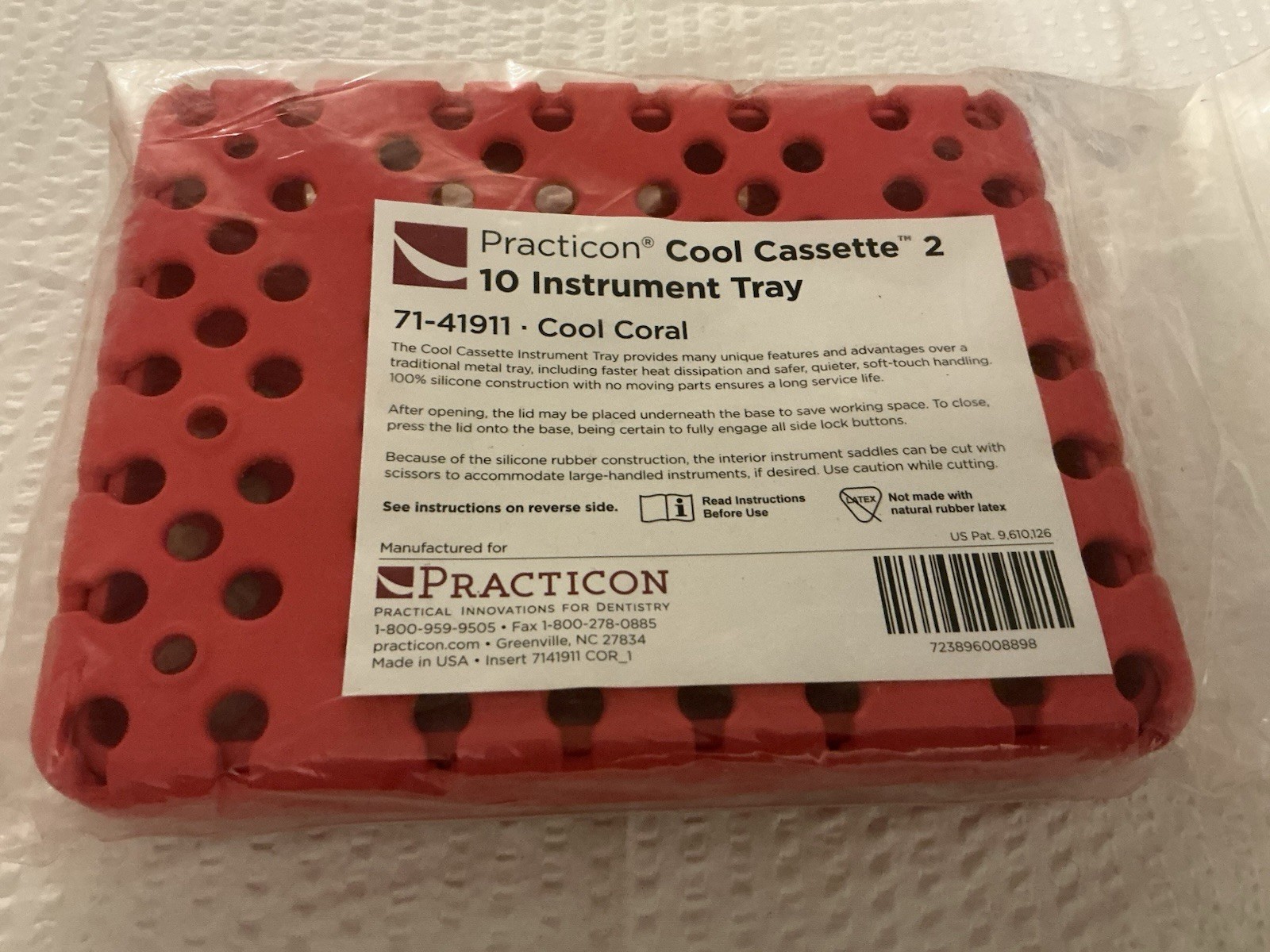 Practicon Cool Cassette 2 10 Instrument Tray Cool Coral Dentistry 71-41911