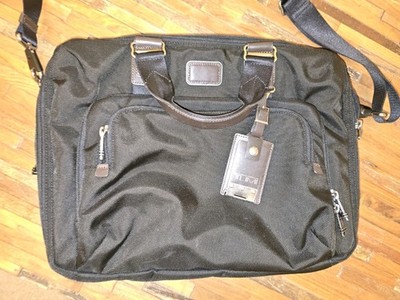 TUMI Alpha Bravo Yuma Slim Briefcase Laptop Messenger Bag Ballistic Nylon Black 