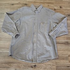 Vintage Carhartt Made In USA Long Sleeve Button-Down Plaid Pocket Shirt Sz XL