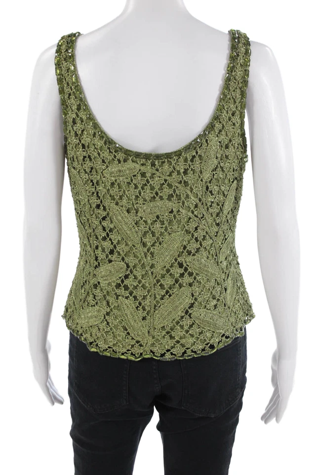 Camiseta sin mangas Carmen Marc Valvo, para mujer, verde bohemio cuello redondo talla XL Foto 3 de 4