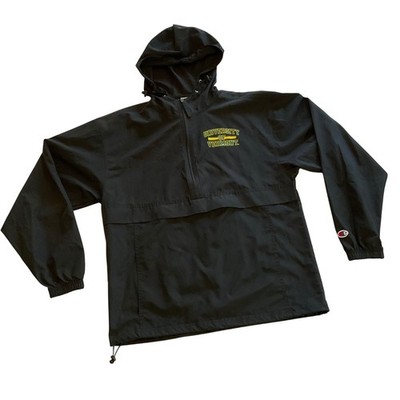 Champion Windbreaker Jacket Mens Small Black University of Vermont UVM Half Zip