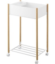 Yamazaki 2-Tier Storage Cart with Small Item Tray and Lower Shelf, Natural