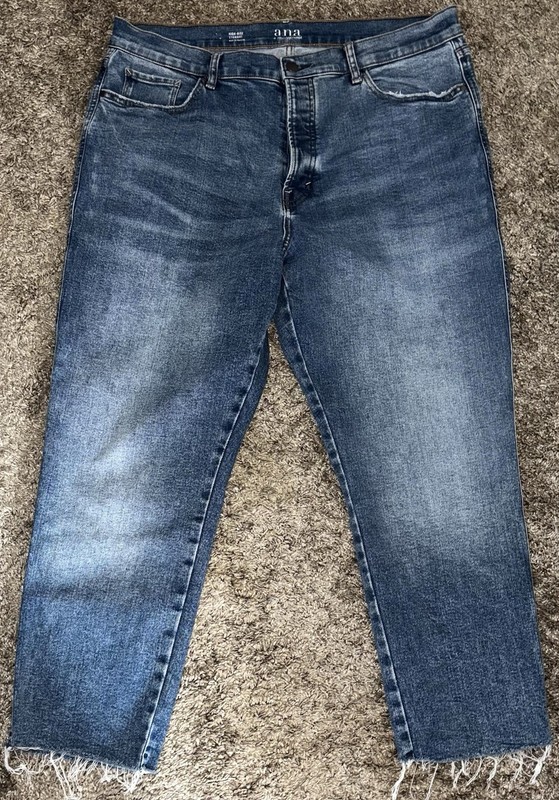 Woman’s High Rise Straight Leg Frayed Bottoms By ANA plus Size 18 Distressed 